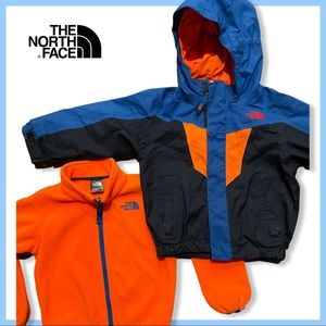 NORTH FACE COMBO Shell Coat & Fleece Liner Jacket Size 2T Ski - GREAT Condition